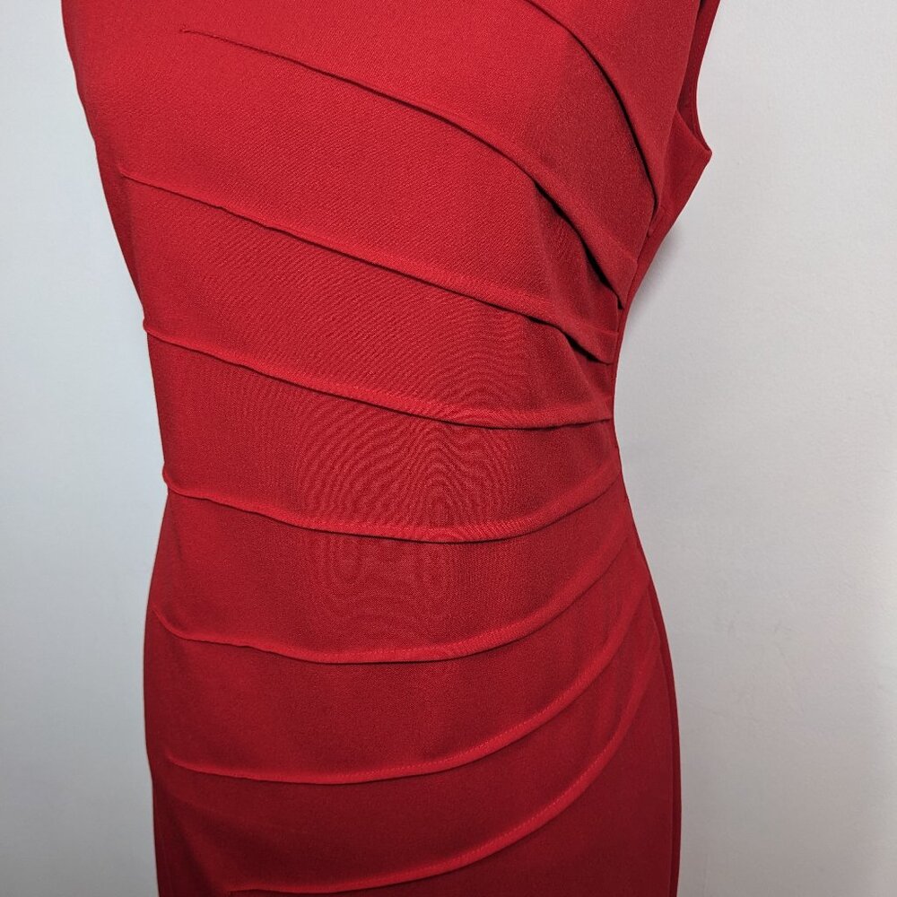 Calvin Klein Women’s Sz 6 Red Sleeveless Sunburst Sheath Dress Style #CD3X1LC7 - Picture 3 of 9